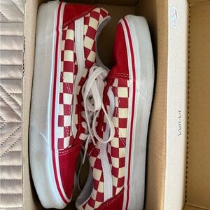 Vans Red and White Checkered Shoes